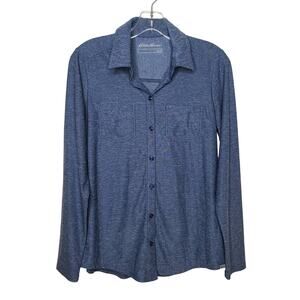Eddie Bauer blue long sleeve button down shirt - small